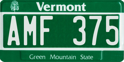VT license plate AMF375