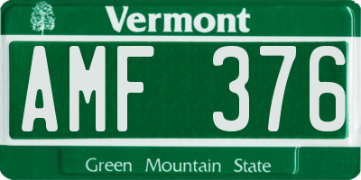 VT license plate AMF376