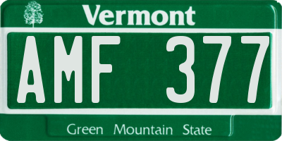 VT license plate AMF377