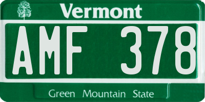 VT license plate AMF378