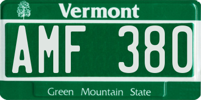 VT license plate AMF380