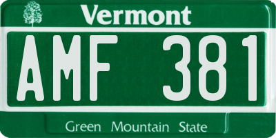 VT license plate AMF381