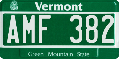 VT license plate AMF382