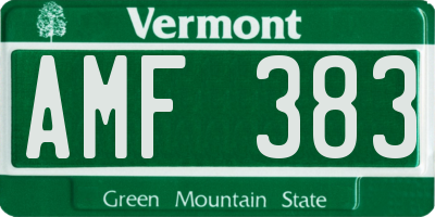 VT license plate AMF383