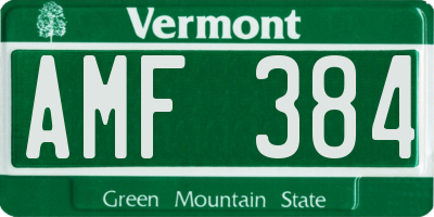 VT license plate AMF384