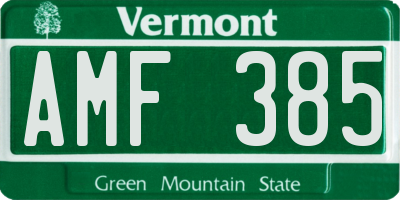 VT license plate AMF385