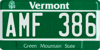 VT license plate AMF386