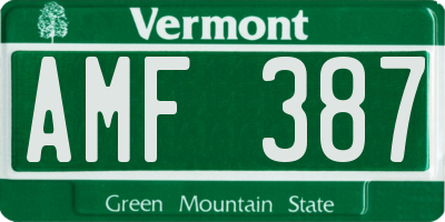 VT license plate AMF387