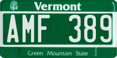 VT license plate AMF389