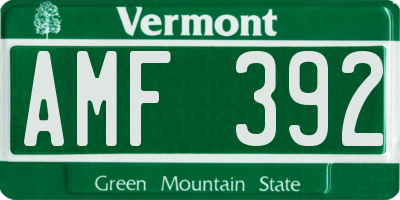 VT license plate AMF392