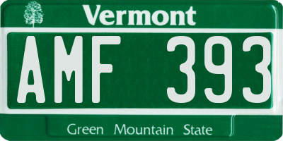 VT license plate AMF393