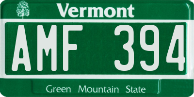 VT license plate AMF394