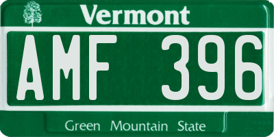VT license plate AMF396