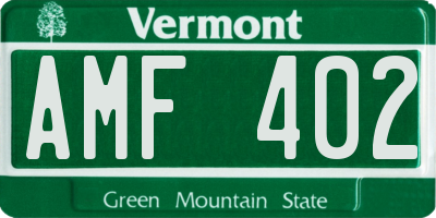 VT license plate AMF402