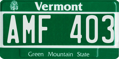 VT license plate AMF403