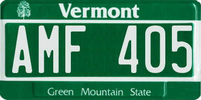 VT license plate AMF405