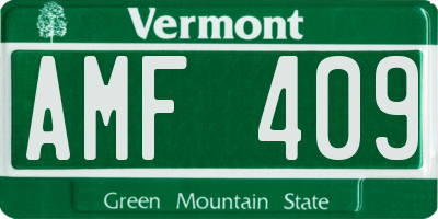 VT license plate AMF409