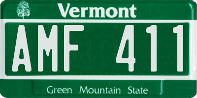 VT license plate AMF411