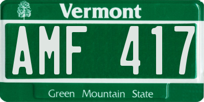 VT license plate AMF417