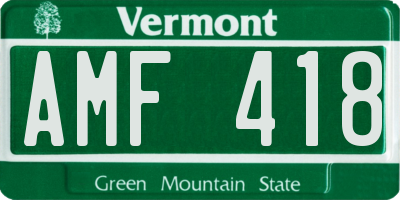 VT license plate AMF418