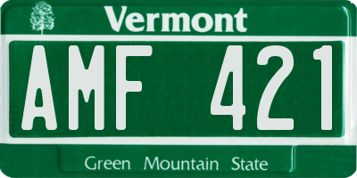 VT license plate AMF421