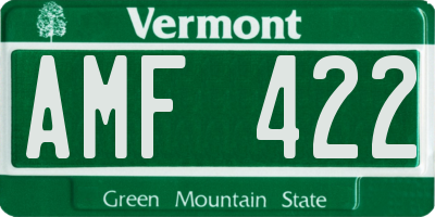 VT license plate AMF422