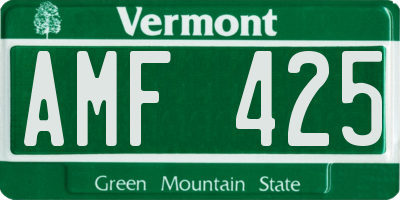 VT license plate AMF425