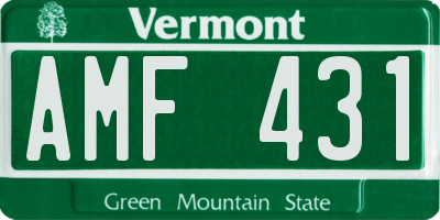 VT license plate AMF431