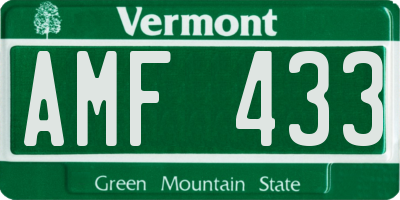 VT license plate AMF433