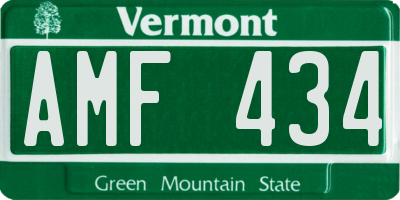 VT license plate AMF434