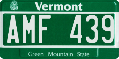 VT license plate AMF439
