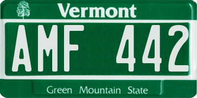 VT license plate AMF442