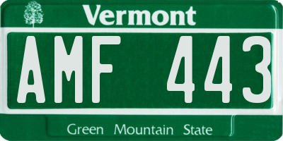 VT license plate AMF443