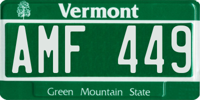 VT license plate AMF449