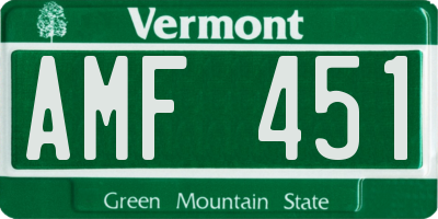 VT license plate AMF451