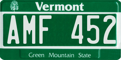 VT license plate AMF452