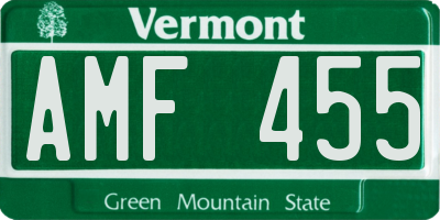 VT license plate AMF455