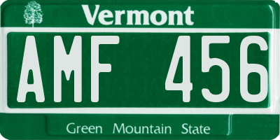 VT license plate AMF456