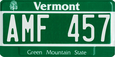VT license plate AMF457