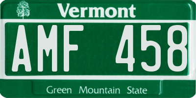 VT license plate AMF458