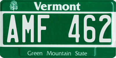 VT license plate AMF462