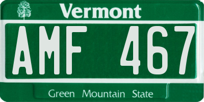VT license plate AMF467
