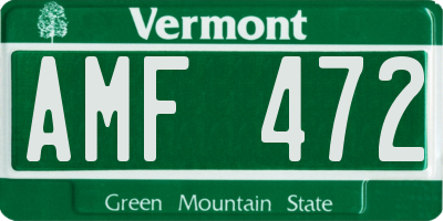 VT license plate AMF472
