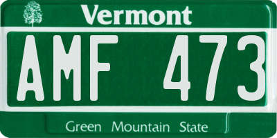 VT license plate AMF473