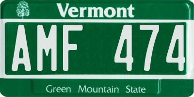 VT license plate AMF474