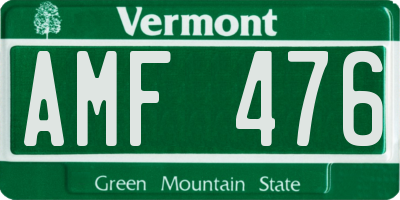 VT license plate AMF476