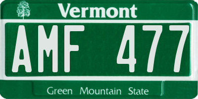 VT license plate AMF477