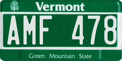 VT license plate AMF478