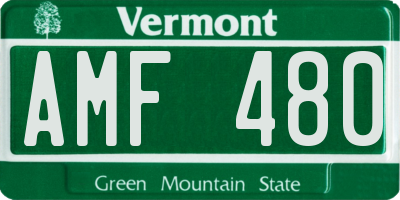 VT license plate AMF480