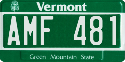 VT license plate AMF481